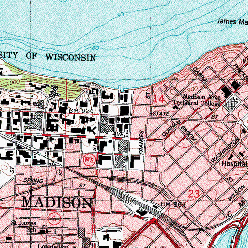 Topographic Map of University of Wisconsin Extension Building, WI