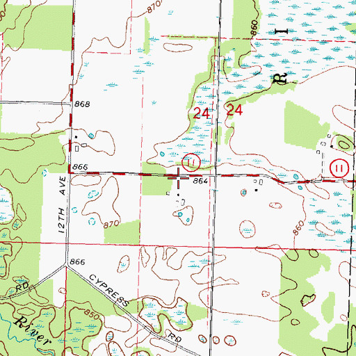 Topographic Map of Shady Pine School, WI