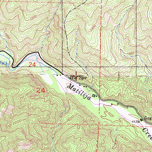 Topographic Map of Hot Spring, CA