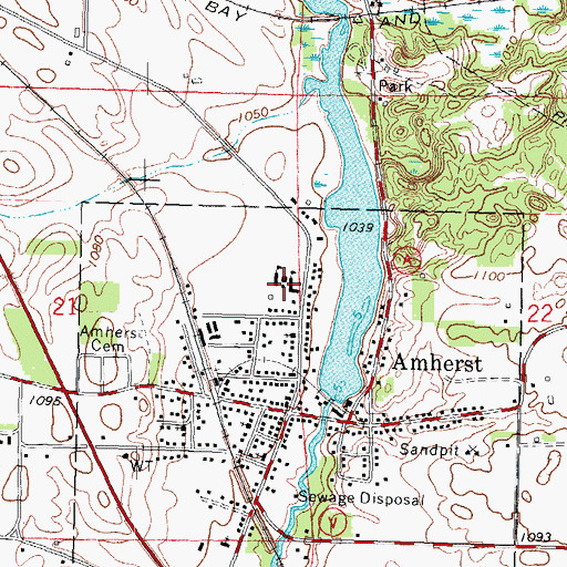 Topographic Map of Amherst Middle School, WI