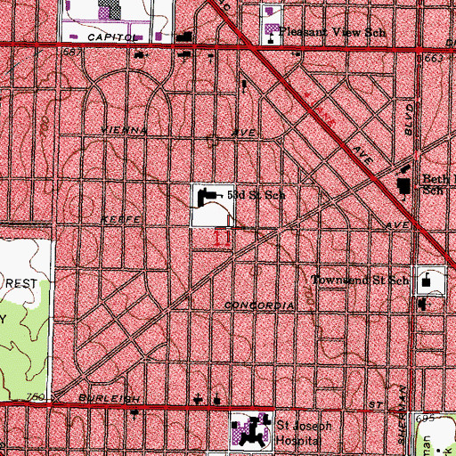 Topographic Map of Yeshiva Elementary School, WI