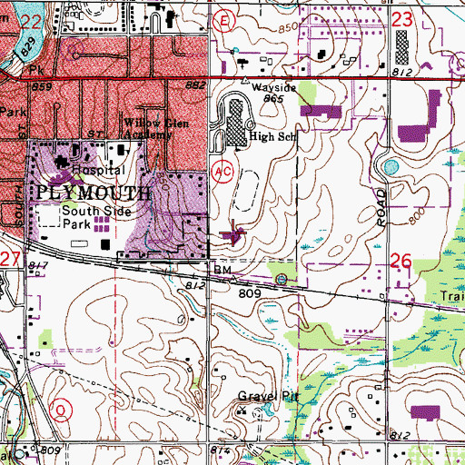 Topographic Map of Horizon Elementary School, WI