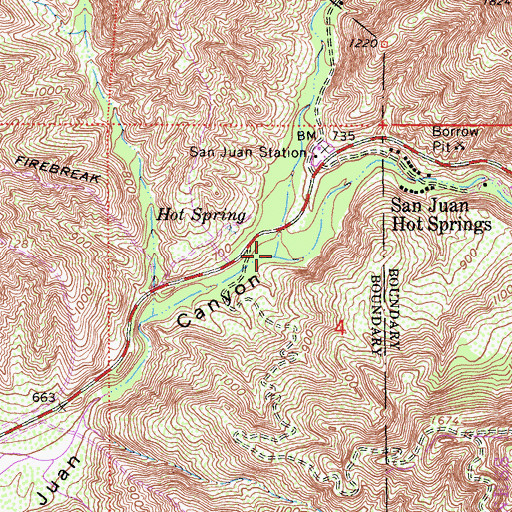 Topographic Map of Hot Spring Canyon, CA