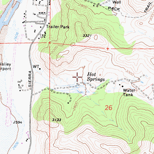 Topographic Map of Hot Springs, CA