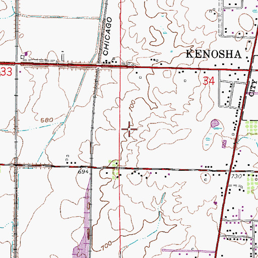 Topographic Map of Mahone Middle School, WI