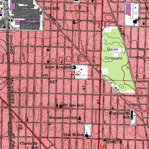 Topographic Map of Nova High School, WI