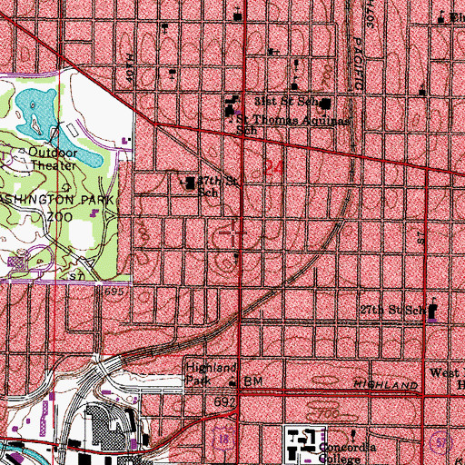 Topographic Map of Bethune Academy, WI