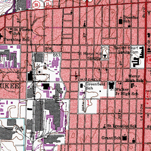 Topographic Map of Guadalupe Loyola School, WI