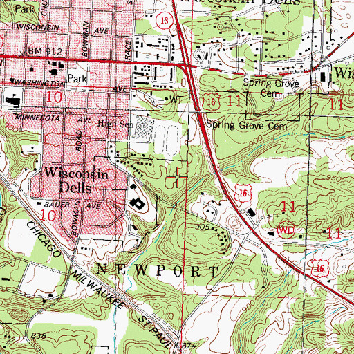Topographic Map of Spring Hill Elementary School, WI