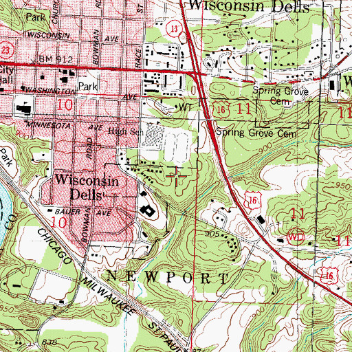 Topographic Map of Spring Hill Middle School, WI