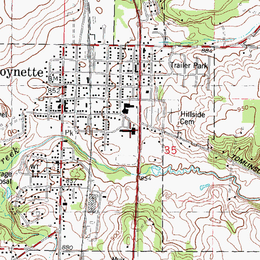 Topographic Map of Poynette High School, WI