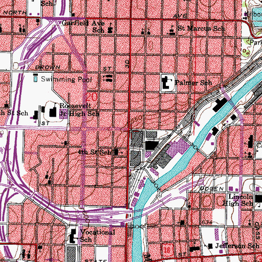 Topographic Map of Downtown Institute of Arts and Letters School, WI