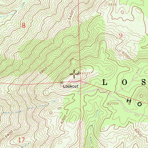 Topographic Map of Hot Springs Mountain, CA