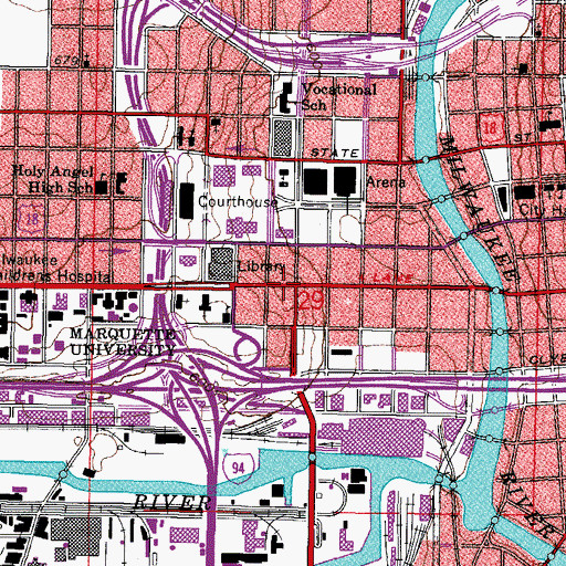 Topographic Map of New School for Community Services, WI