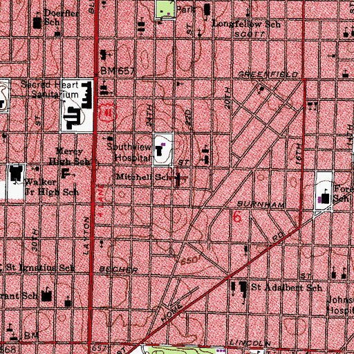 Topographic Map of Mitchell Elementary School, WI