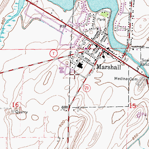 Topographic Map of Marshall Early Learning Center School, WI
