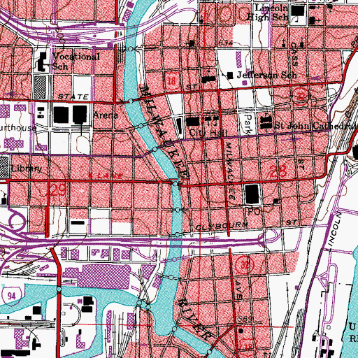 Topographic Map of De Vry University, WI