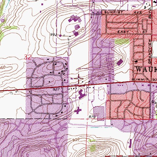 Topographic Map of Montessori School of Waukesha, WI