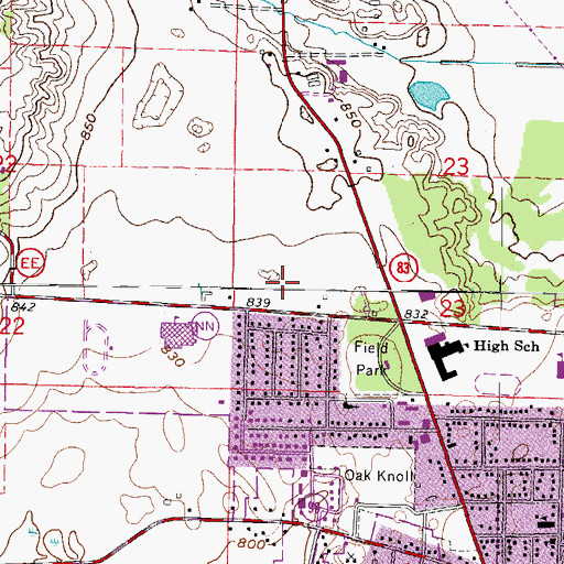 Topographic Map of Saint Johns Evangelical Lutheran School, WI