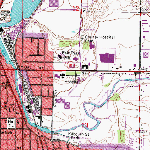 Topographic Map of Tricenter Alternative School, WI