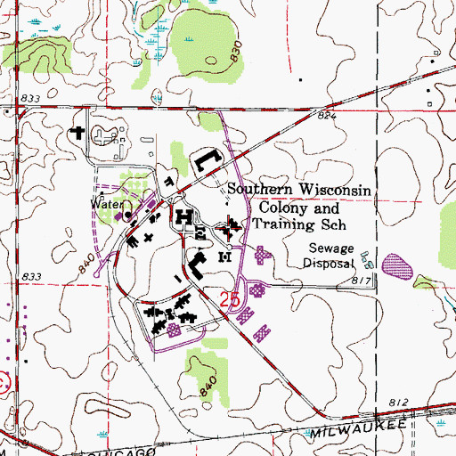 Topographic Map of Robert Ellsworth Correctional Center School, WI