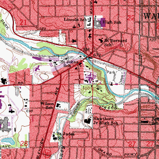 Topographic Map of Kradwell School, WI