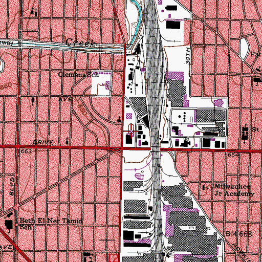 Topographic Map of Labrew Troopers Military University School, WI