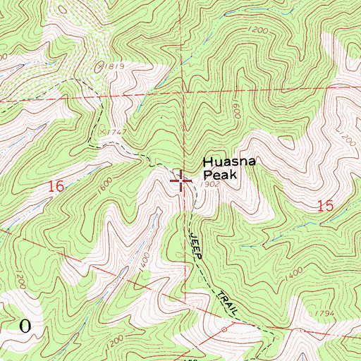 Topographic Map of Huasna Peak, CA