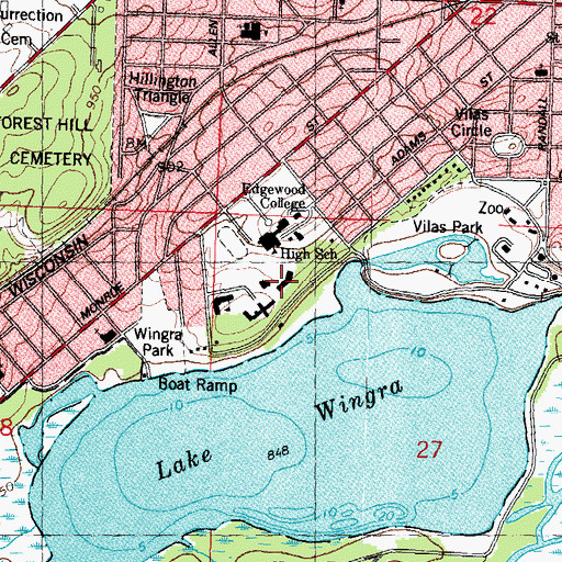 Topographic Map of Edgewood Campus School, WI