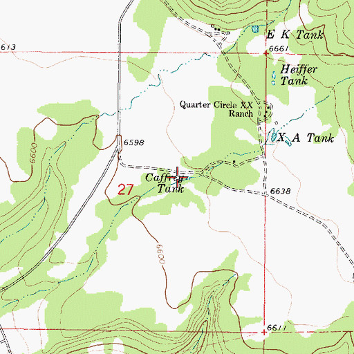 Topographic Map of Caffrey Tank, AZ