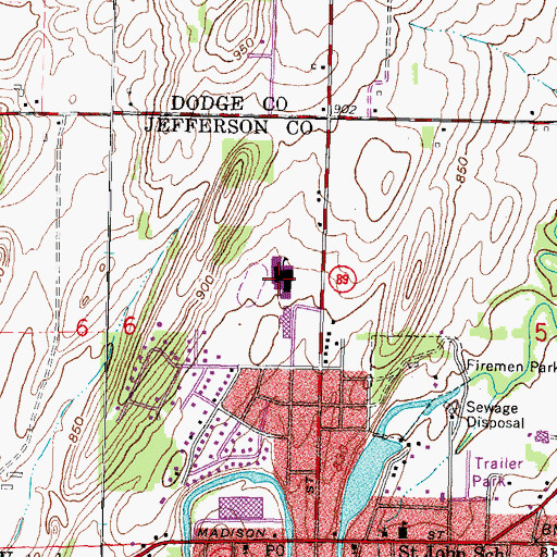 Topographic Map of Waterloo Intermediate School, WI