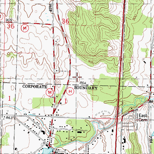 Topographic Map of Pioneer Westfield Middle School, WI