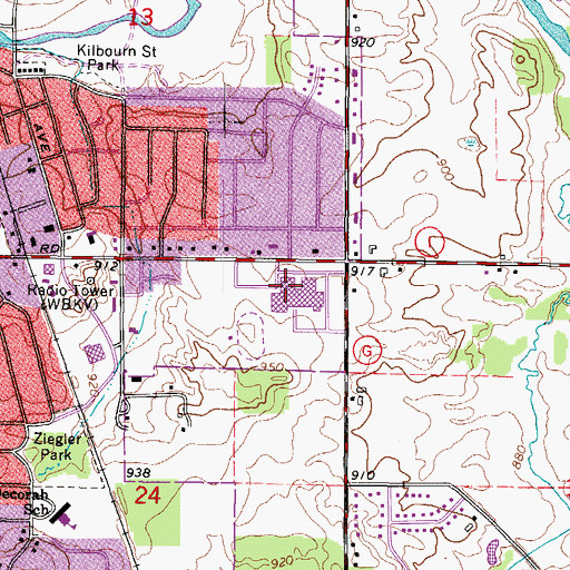 Topographic Map of West High School, WI