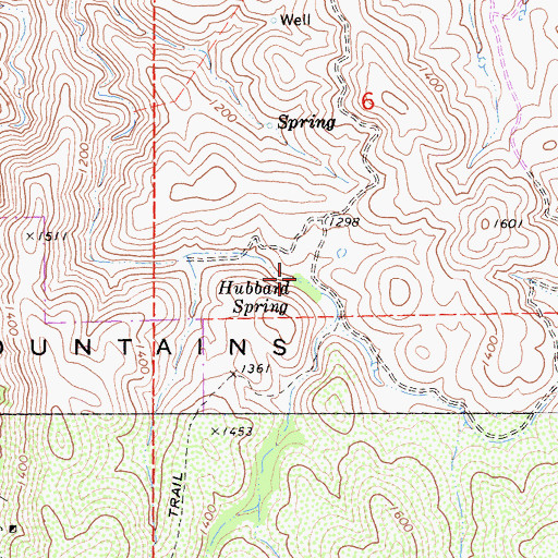 Topographic Map of Hubbard Spring, CA