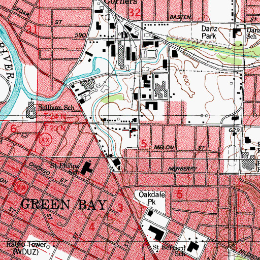 Topographic Map of Green Bay Trinity Lutheran School, WI