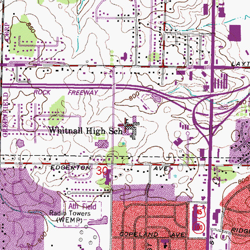 Topographic Map of Core4 School, WI