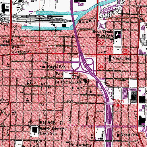 Topographic Map of Bruce Guadalupe School, WI