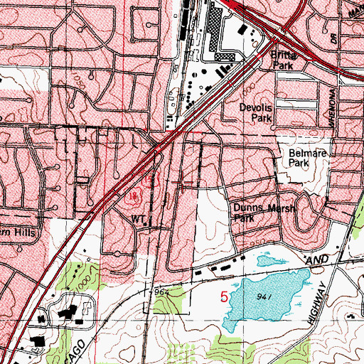 Topographic Map of Allied Learning Center, WI