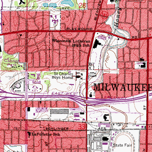 Topographic Map of Saint Charles Behavior Reassign Success Academy, WI