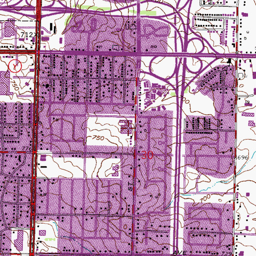 Topographic Map of Ronald Reagan High School, WI