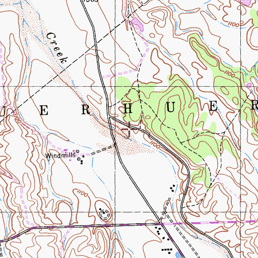 Topographic Map of Huerhuero, CA