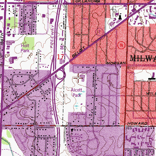 Topographic Map of Alcott Elementary School, WI