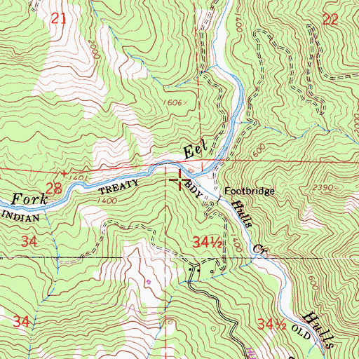Topographic Map of Hulls Creek, CA