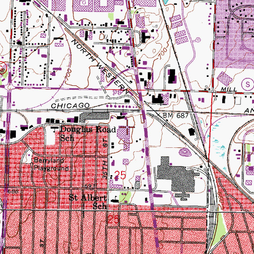 Topographic Map of Kindergarten Plus School, WI