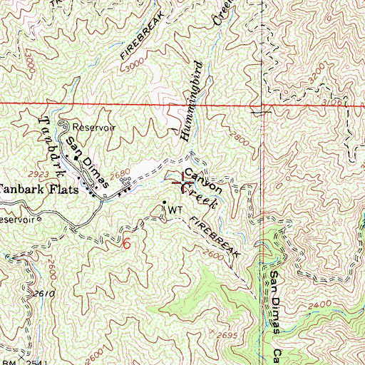 Topographic Map of Hummingbird Creek, CA