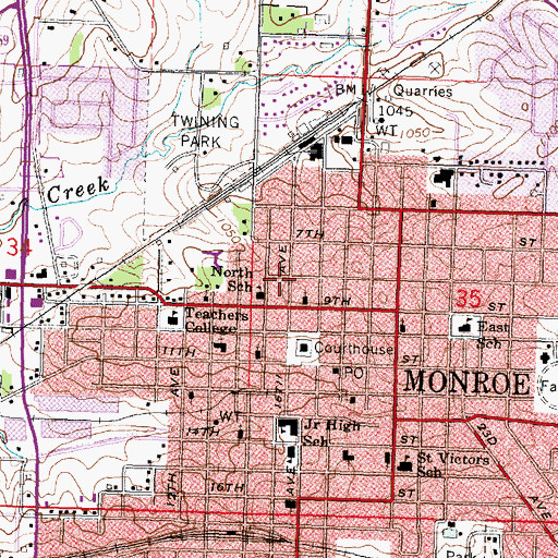 Topographic Map of Paul Mitchell the School - Monroe, WI