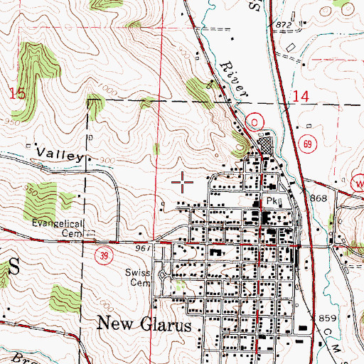 Topographic Map of New Glarus Christian School, WI