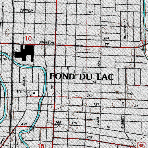 Topographic Map of Fond du Lac Area Catholic Education School, WI
