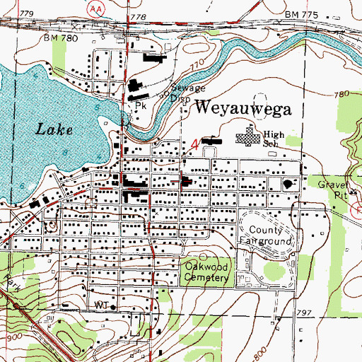 Topographic Map of Waupaca County Charter School, WI
