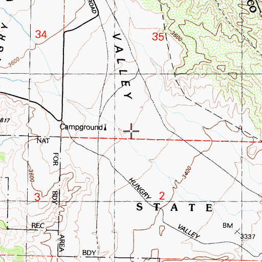 Topographic Map of Hungry Valley, CA